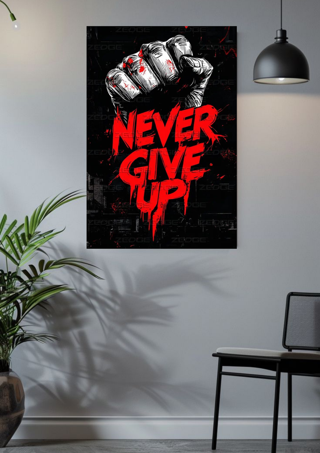 Never Give Up | Grit & Determination | Gym Motivation Poster