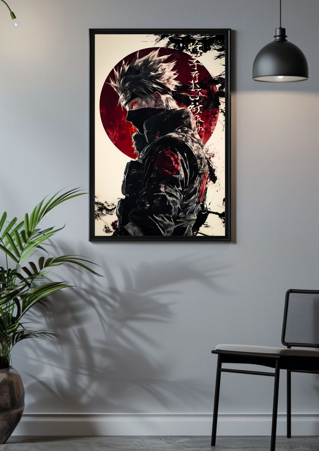 Red Moon Resolve Poster – Kakashi Hatake Shinobi Portrait