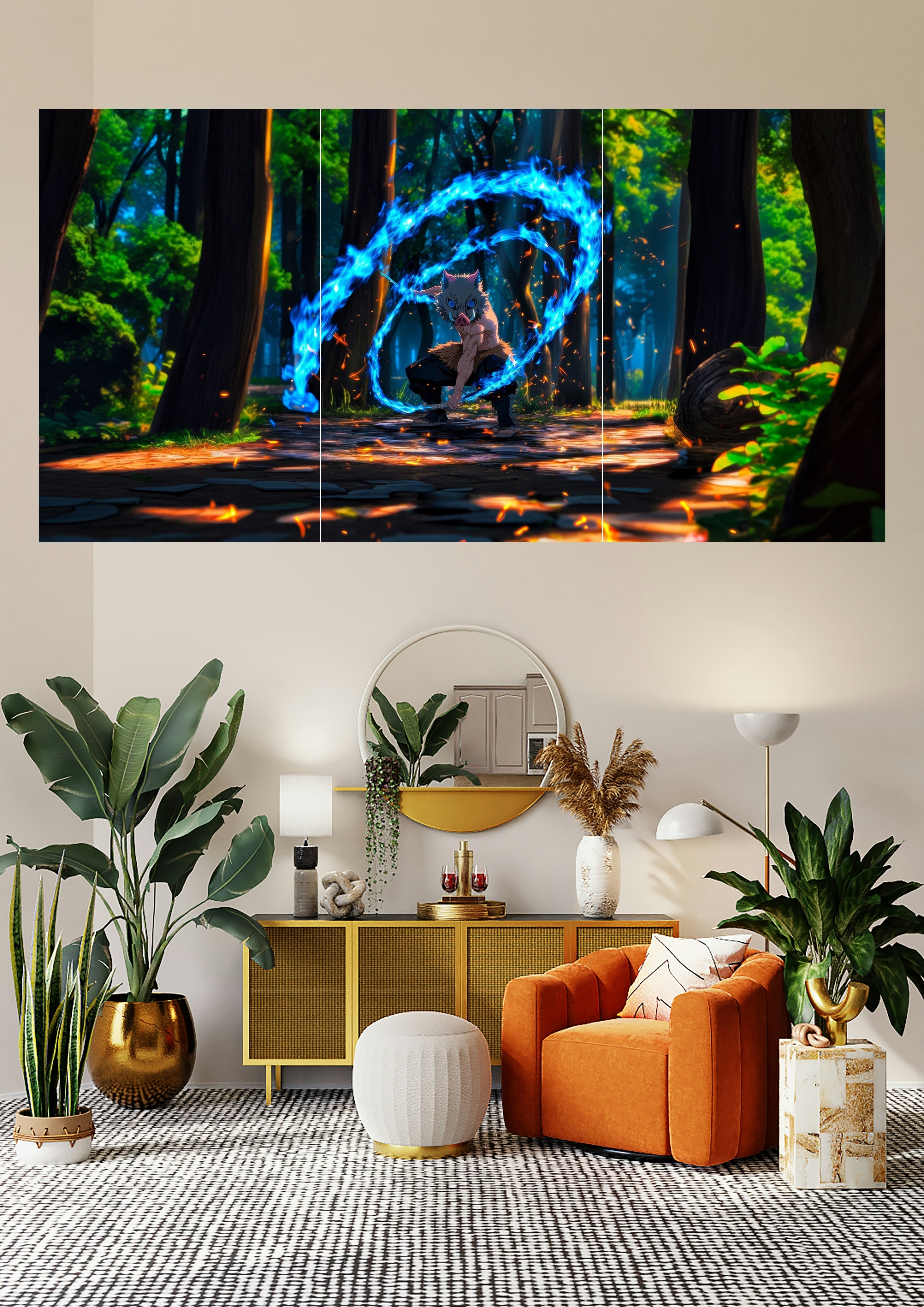 Inosuke Hashibira Demon Slayer | Beast Flame Twist | Anime Fighters Posters