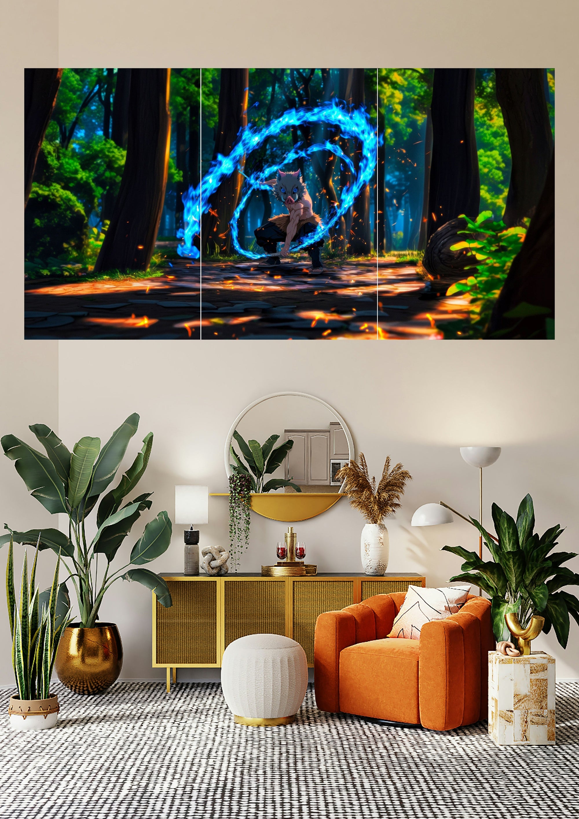 Inosuke Hashibira Demon Slayer | Beast Flame Twist | Anime Fighters Posters