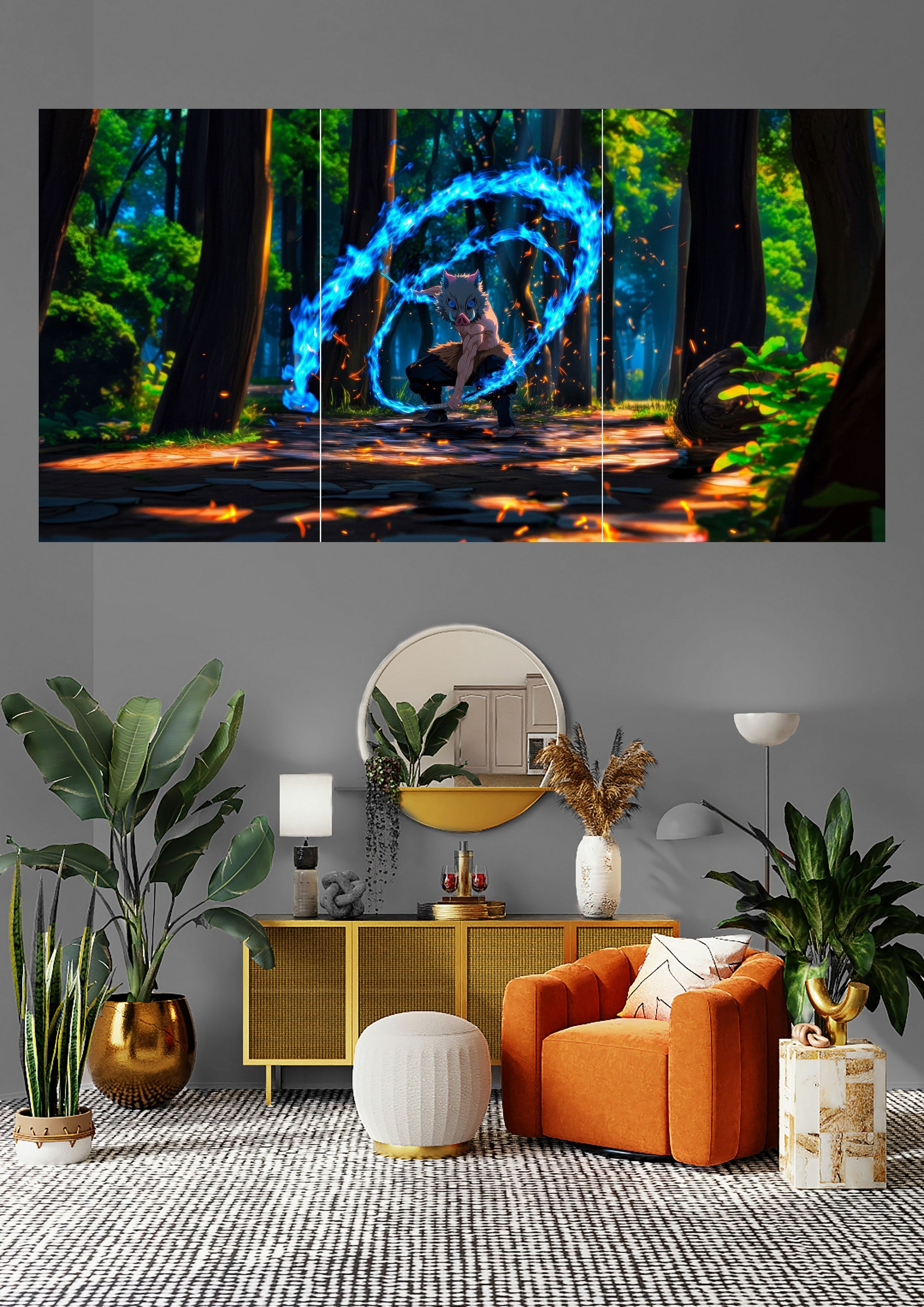 Inosuke Hashibira Demon Slayer | Beast Flame Twist | Anime Fighters Posters