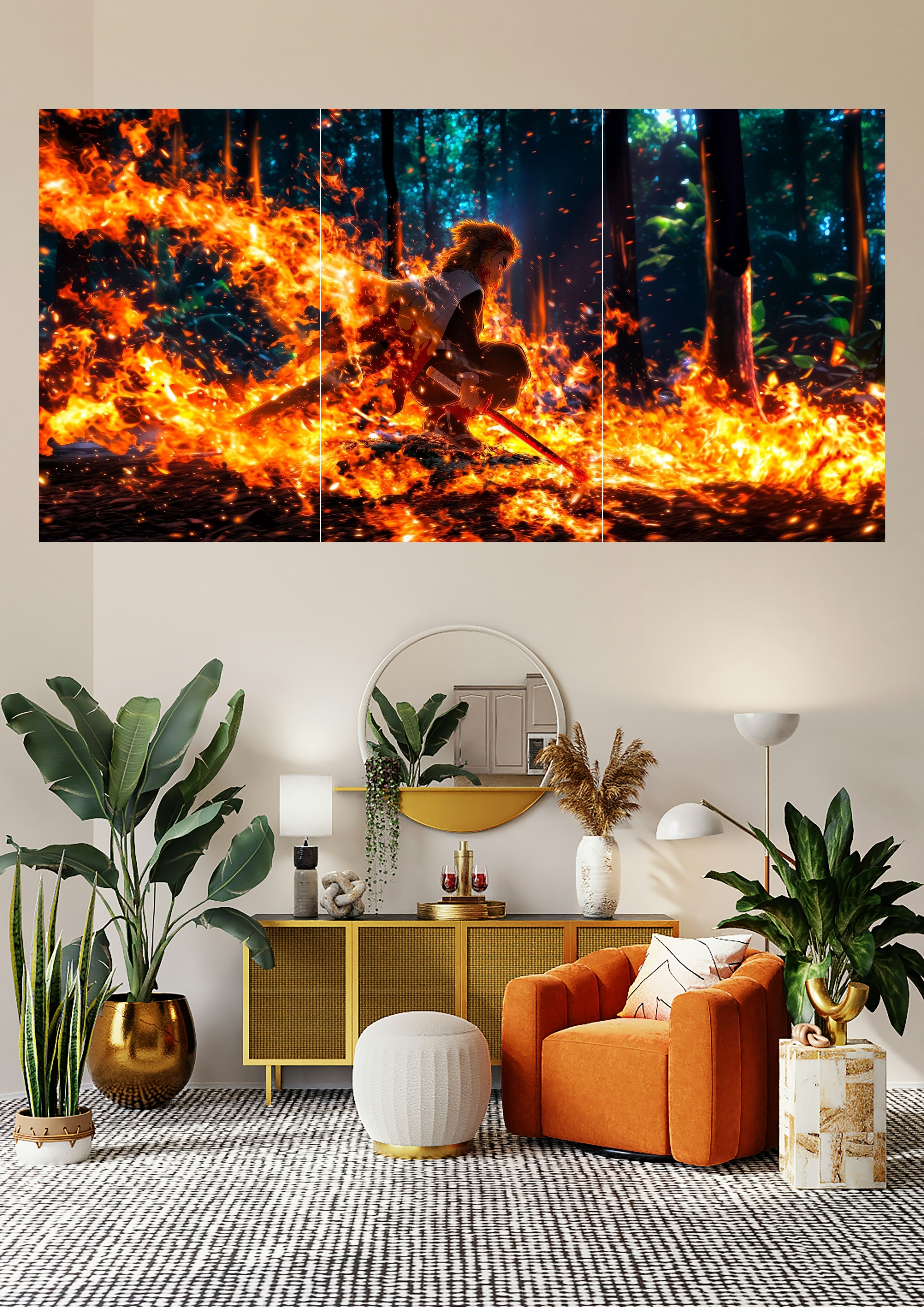 Kyojuro Rengoku Demon Slayer | Inferno Sword Crouch | Anime Hashira Posters