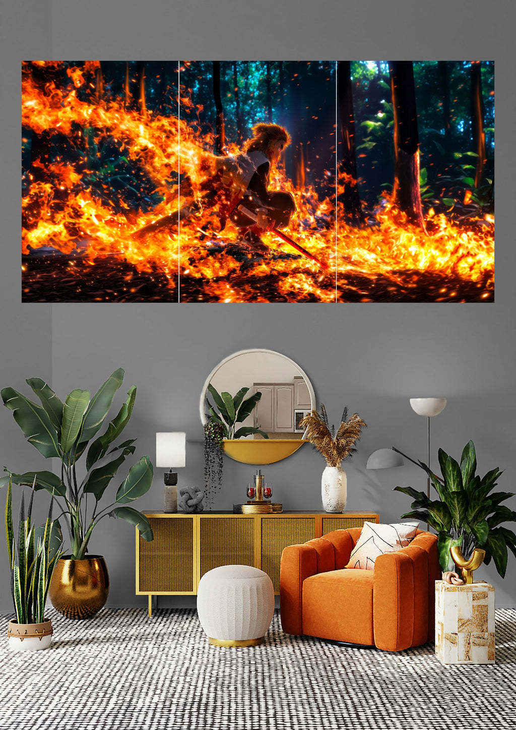 Kyojuro Rengoku Demon Slayer | Inferno Sword Crouch | Anime Hashira Posters