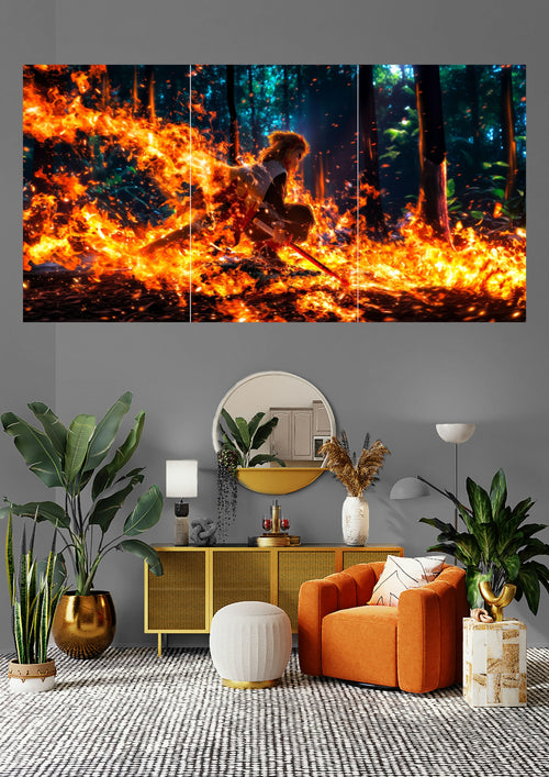 Kyojuro Rengoku Demon Slayer | Inferno Sword Crouch | Anime Hashira Posters