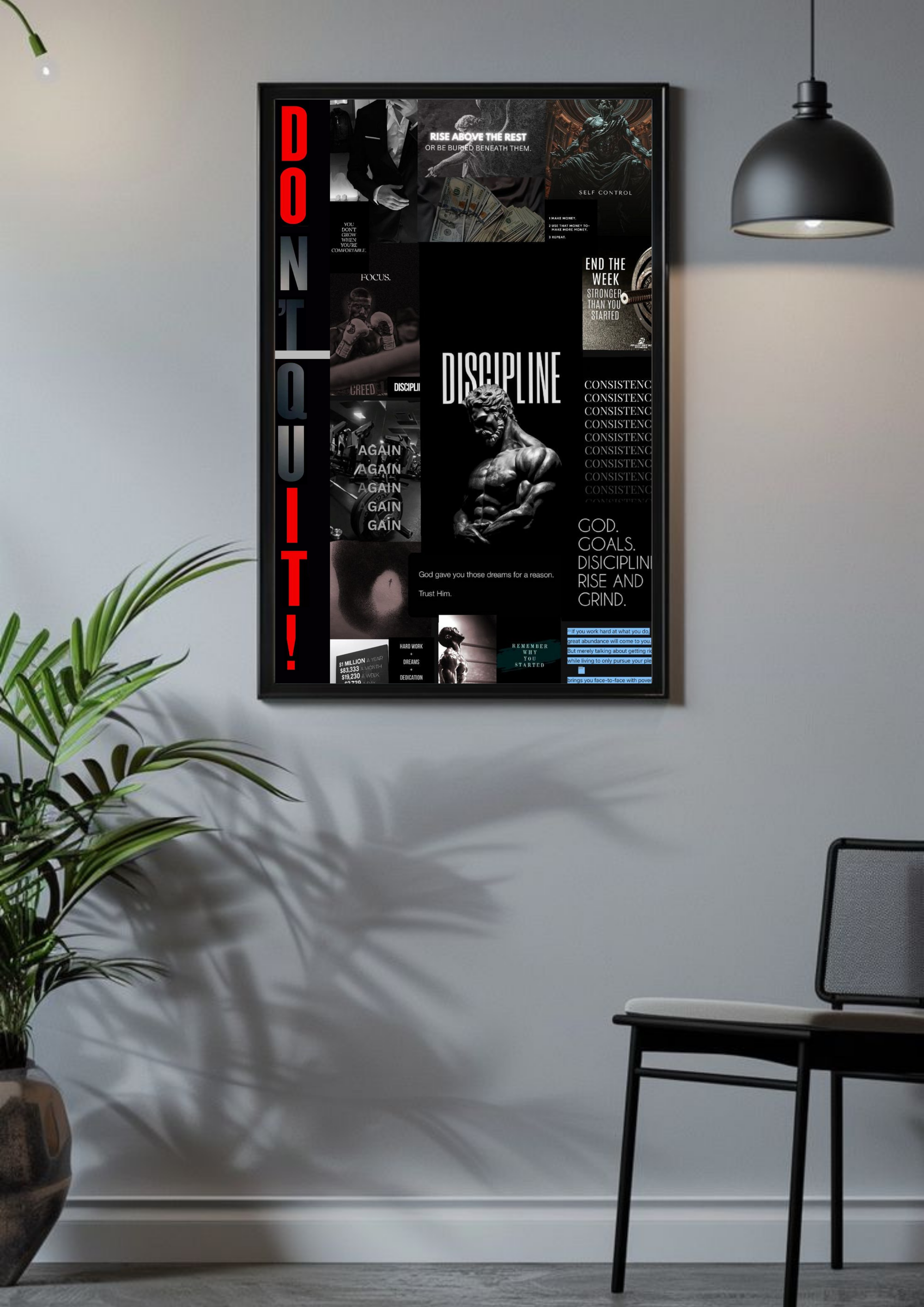 Don’t Quit | Rise & Grind | Inspirational Mood Board Poster