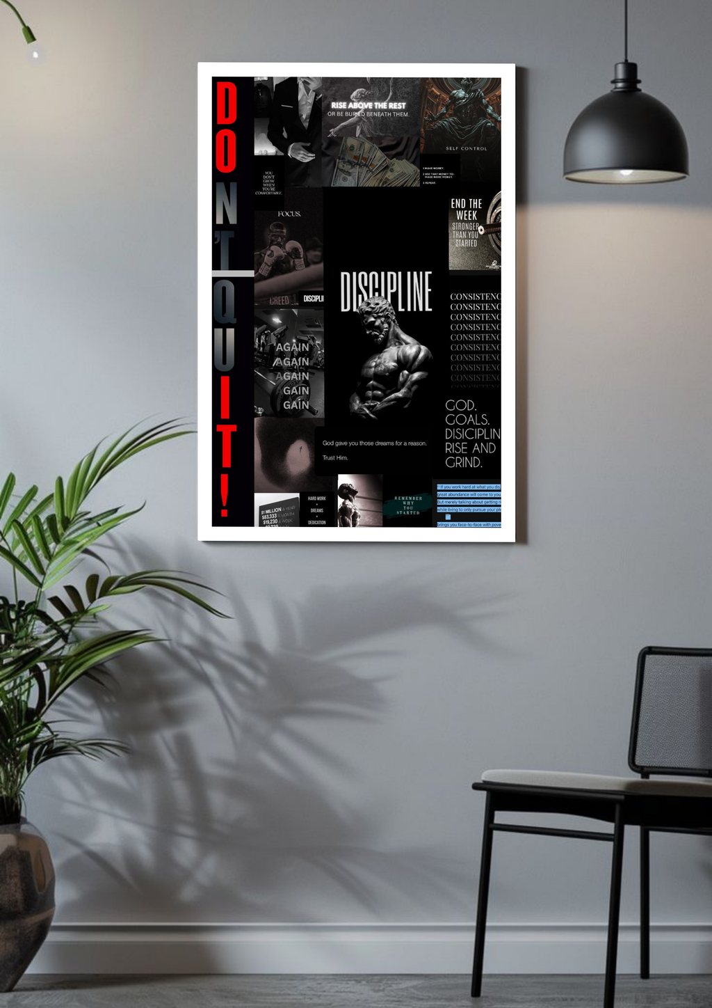 Don’t Quit | Rise & Grind | Inspirational Mood Board Poster