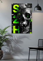 Neon Skull Poster
