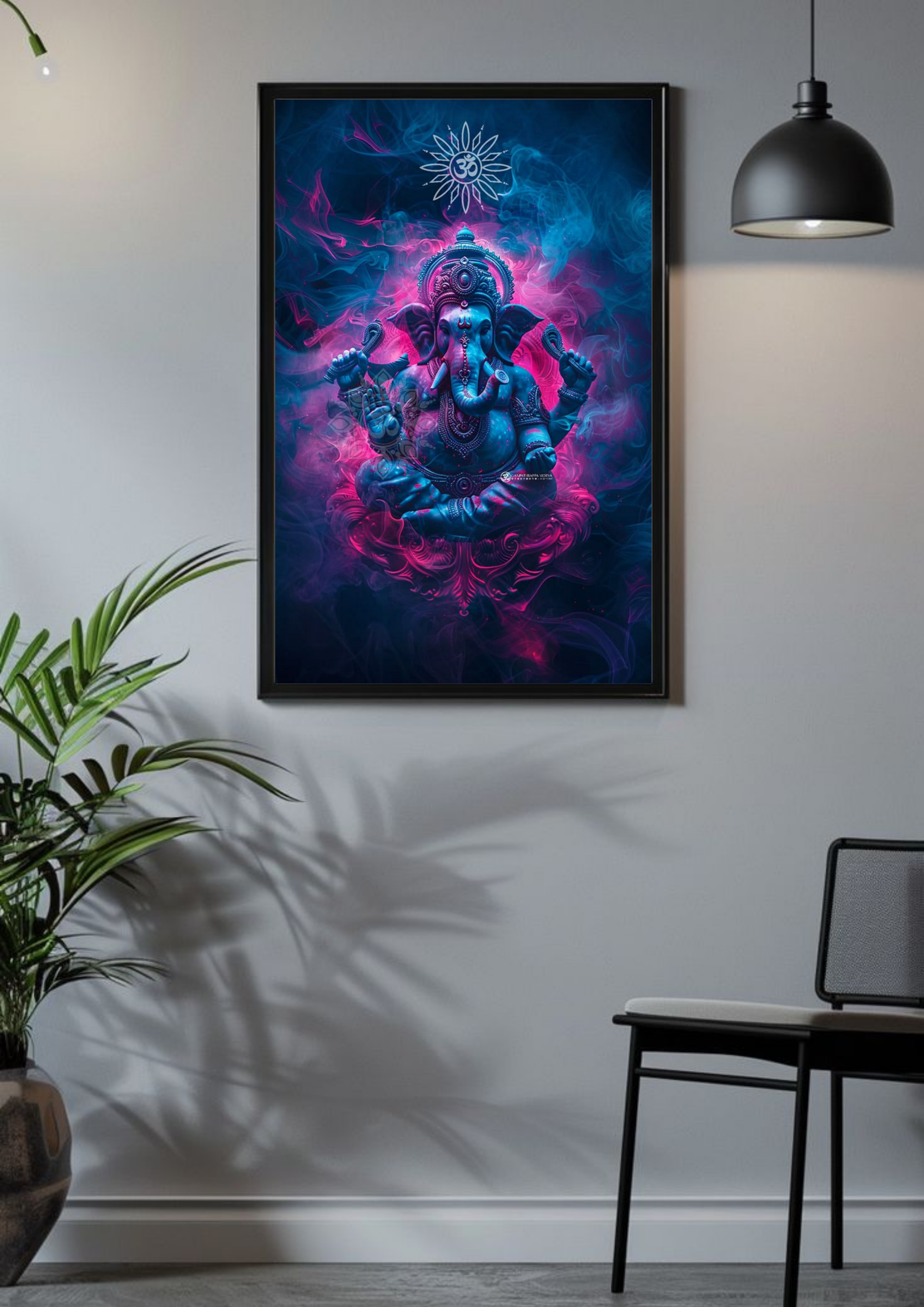 Lord Ganesha in Neon Glow – Divine Poster