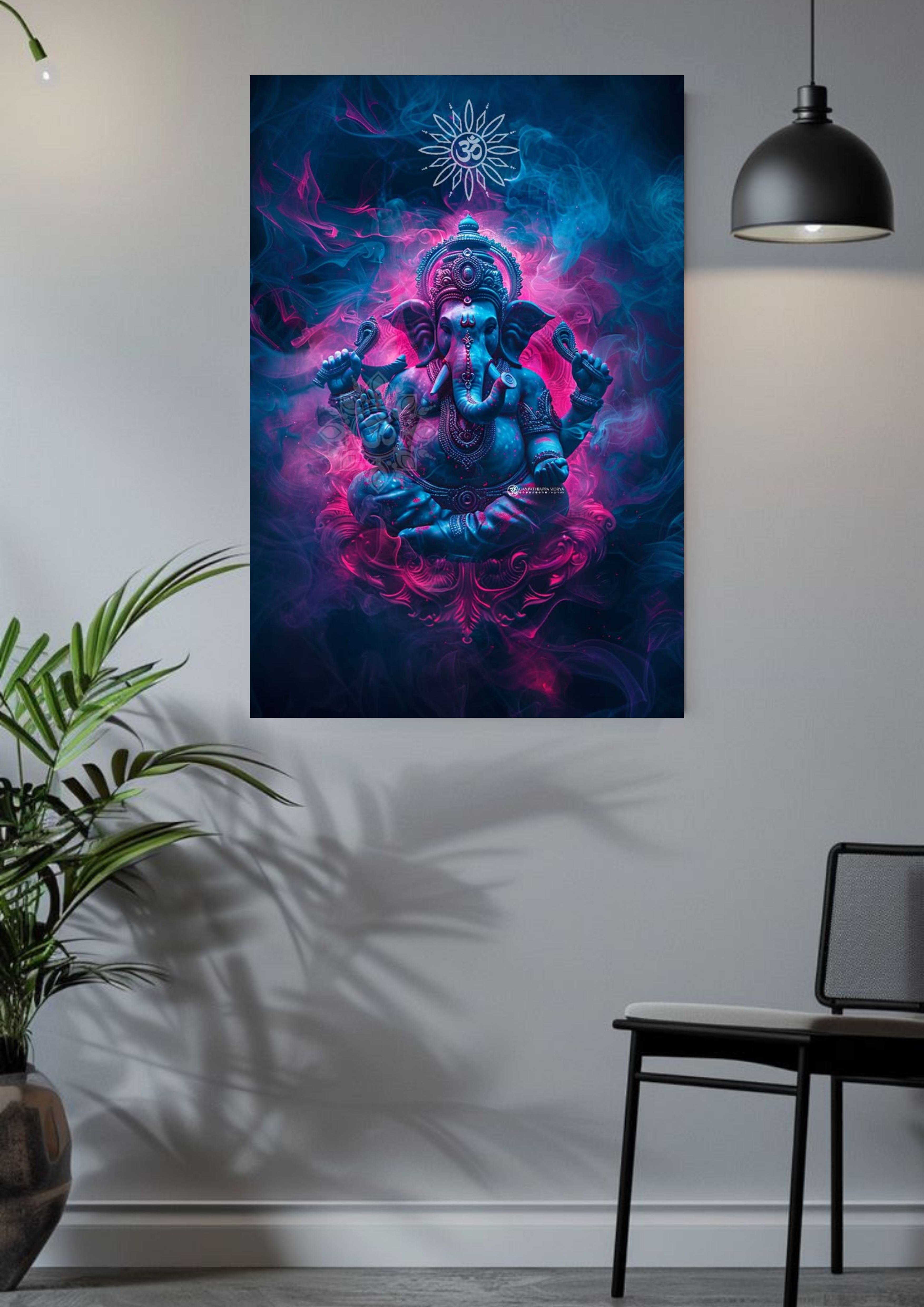Lord Ganesha in Neon Glow – Divine Poster