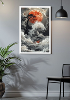 Crimson Moon Wave Poster
