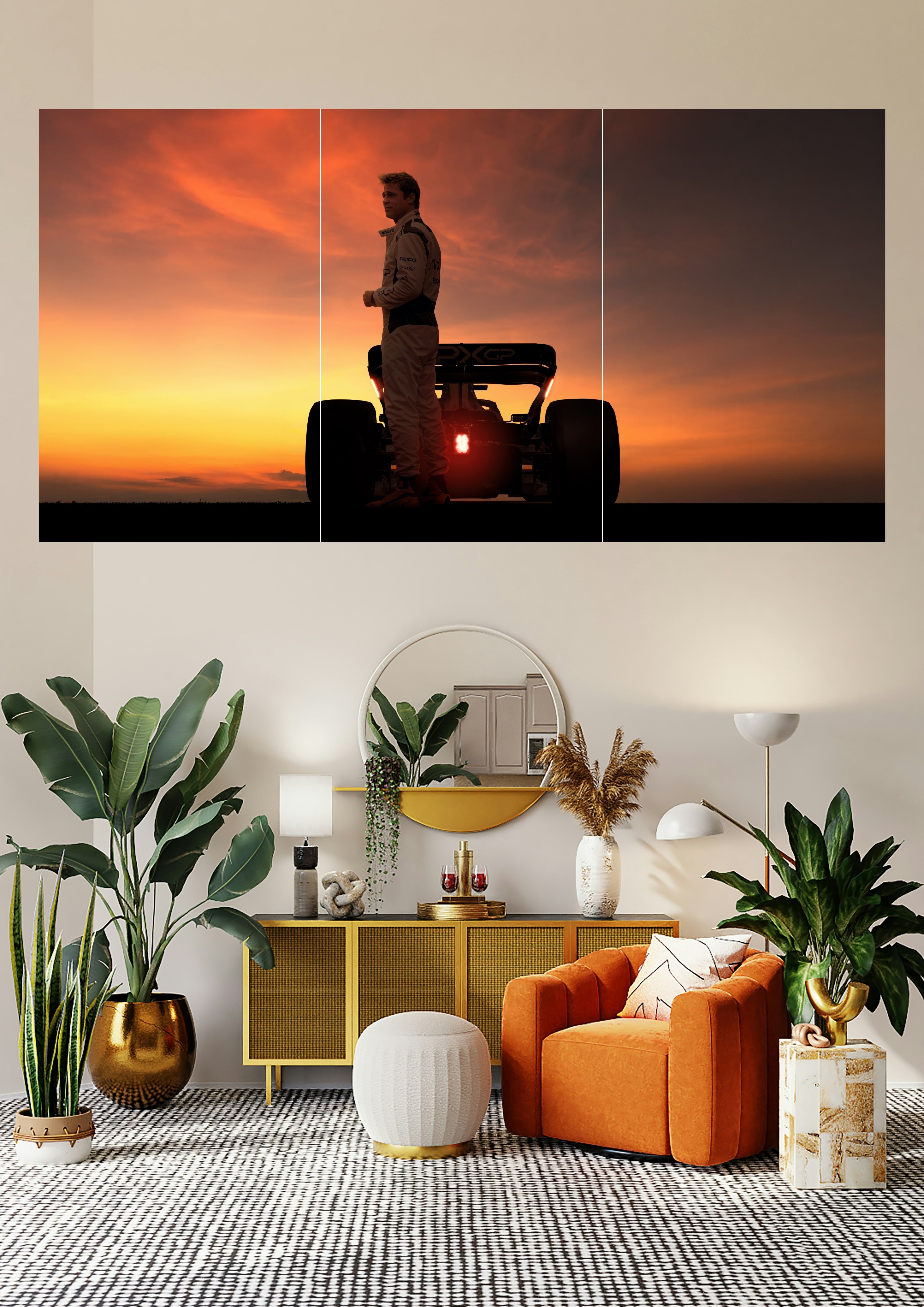 F1 Sunset Racer | Horizon Victory | Motorsport Cinema Posters