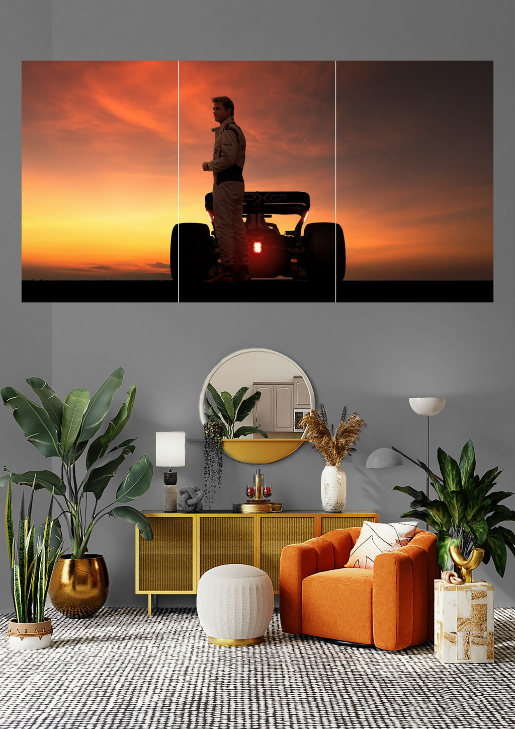 F1 Sunset Racer | Horizon Victory | Motorsport Cinema Posters