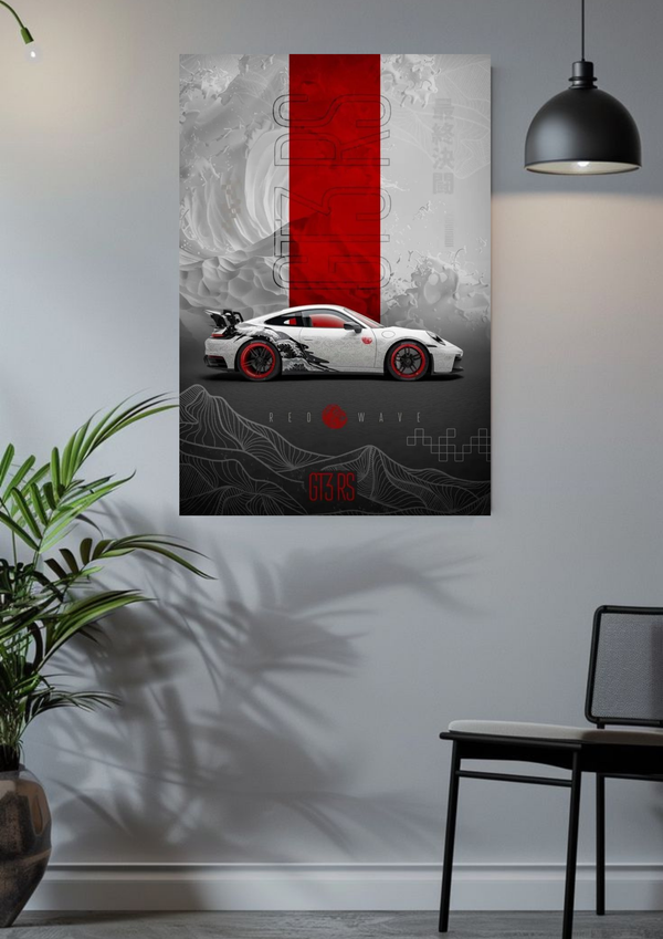 PORSCHE 911 GT3 RS • RED WAVE | Car Posters