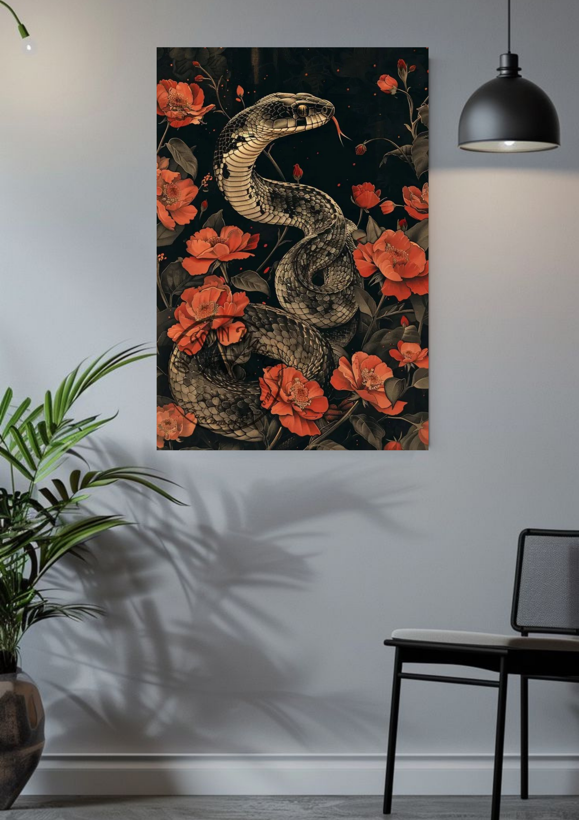 Serpent in Scarlet Blooms Poster