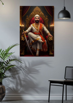 Chhatrapati Shivaji on Royal Throne – Sovereign Majesty Poster