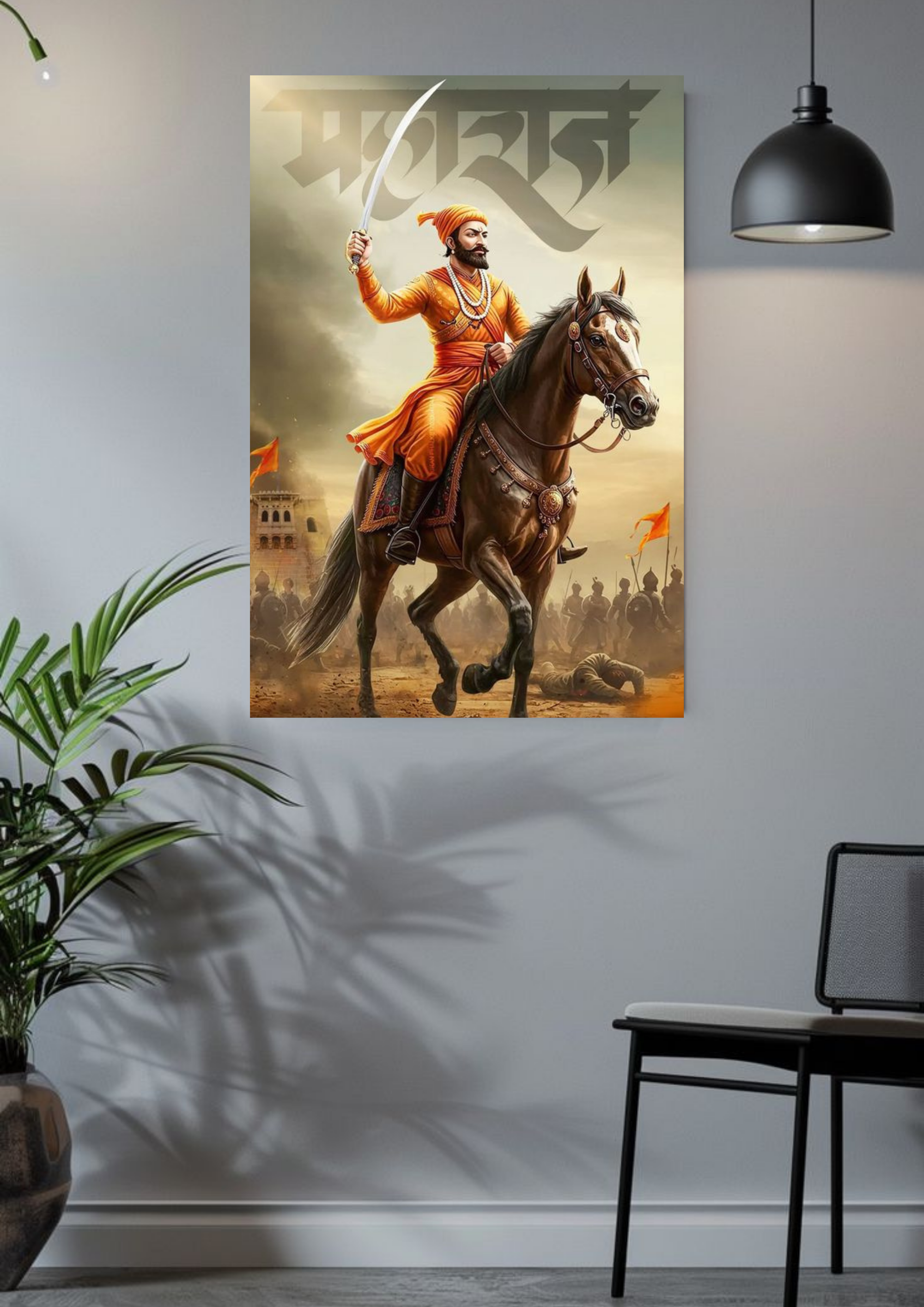 Chhatrapati Shivaji on Horseback – Warrior King Poster