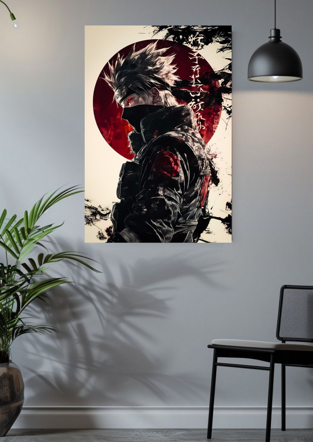 Red Moon Resolve Poster – Kakashi Hatake Shinobi Portrait