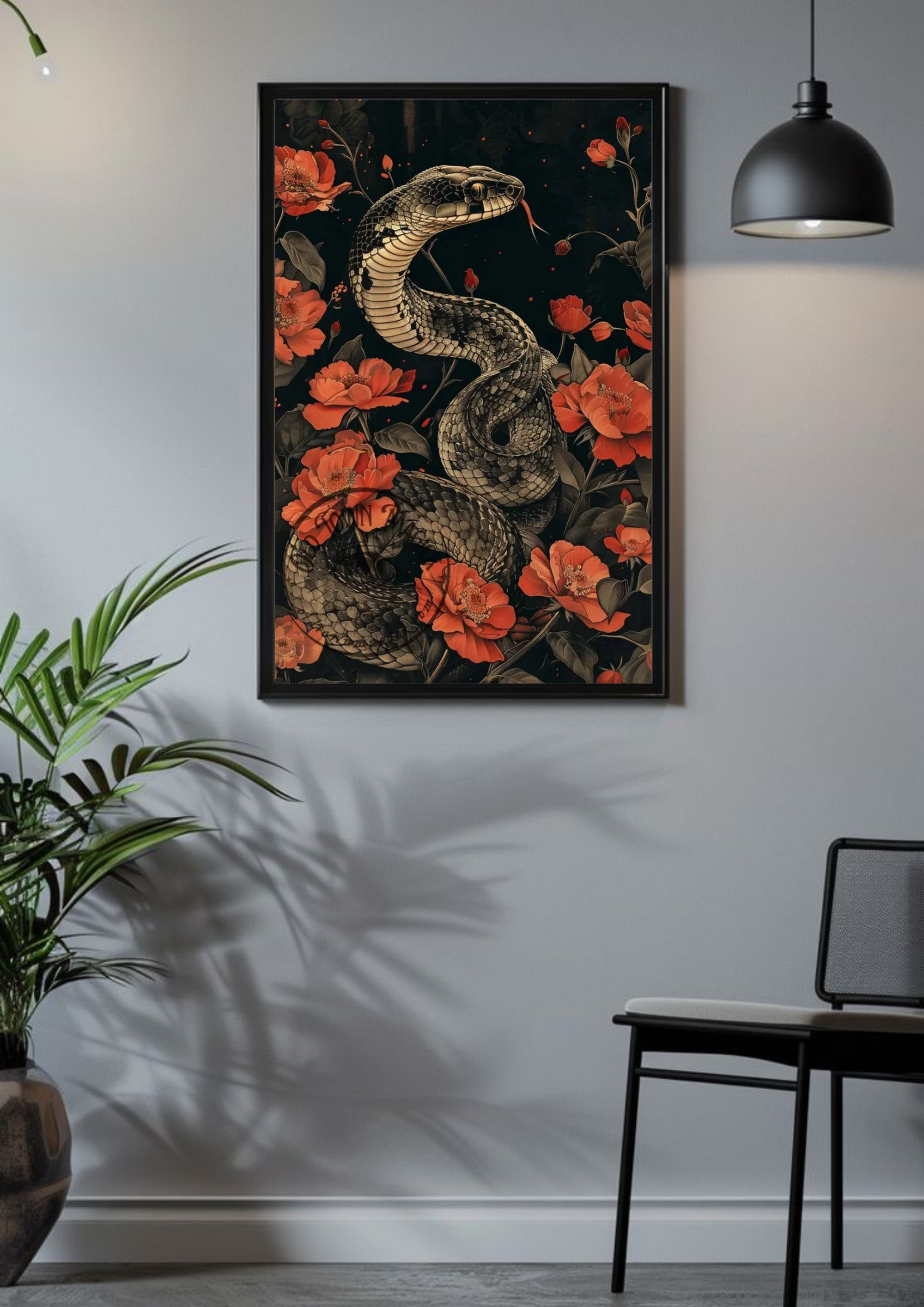Serpent in Scarlet Blooms Poster