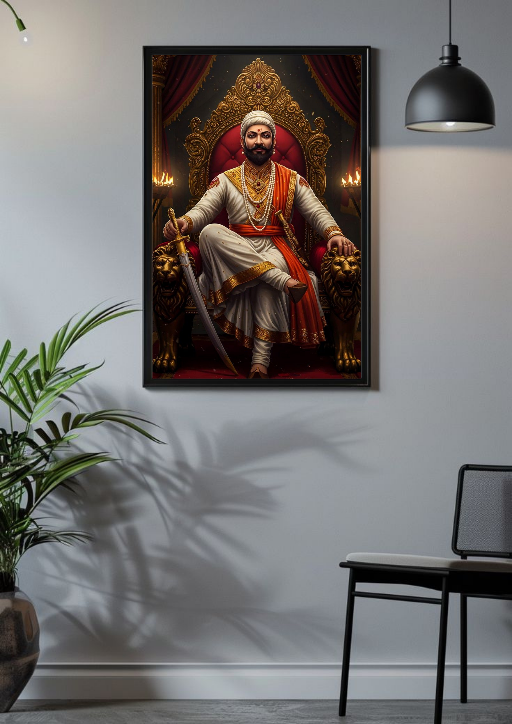 Chhatrapati Shivaji on Royal Throne – Sovereign Majesty Poster