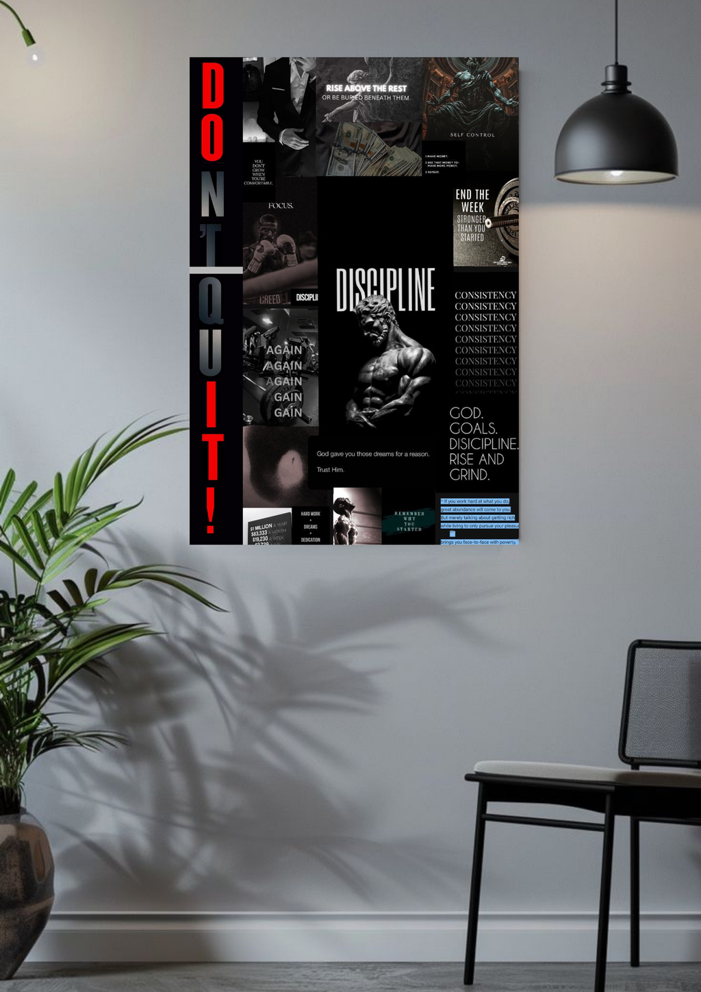 Don’t Quit | Rise & Grind | Inspirational Mood Board Poster
