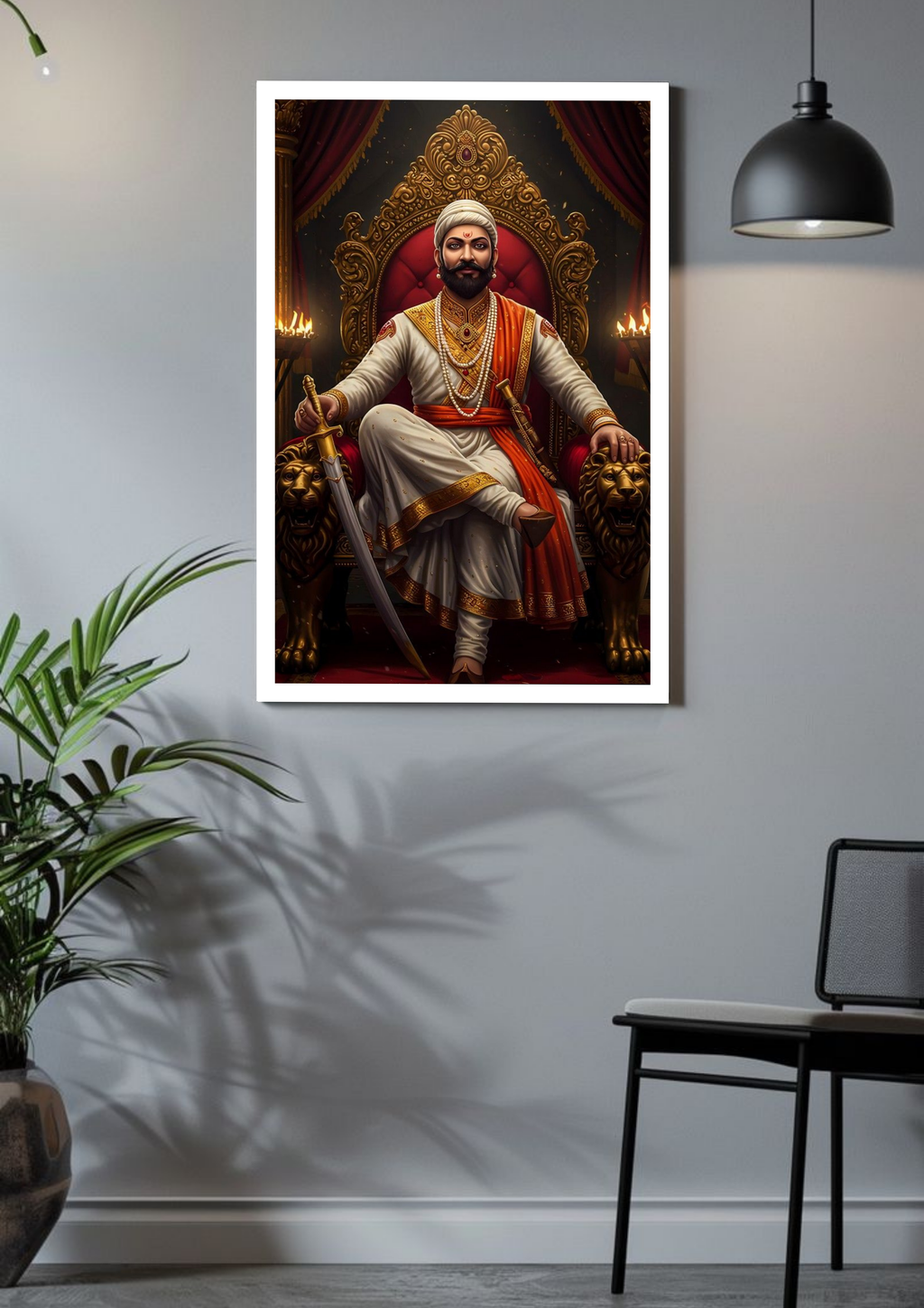 Chhatrapati Shivaji on Royal Throne – Sovereign Majesty Poster