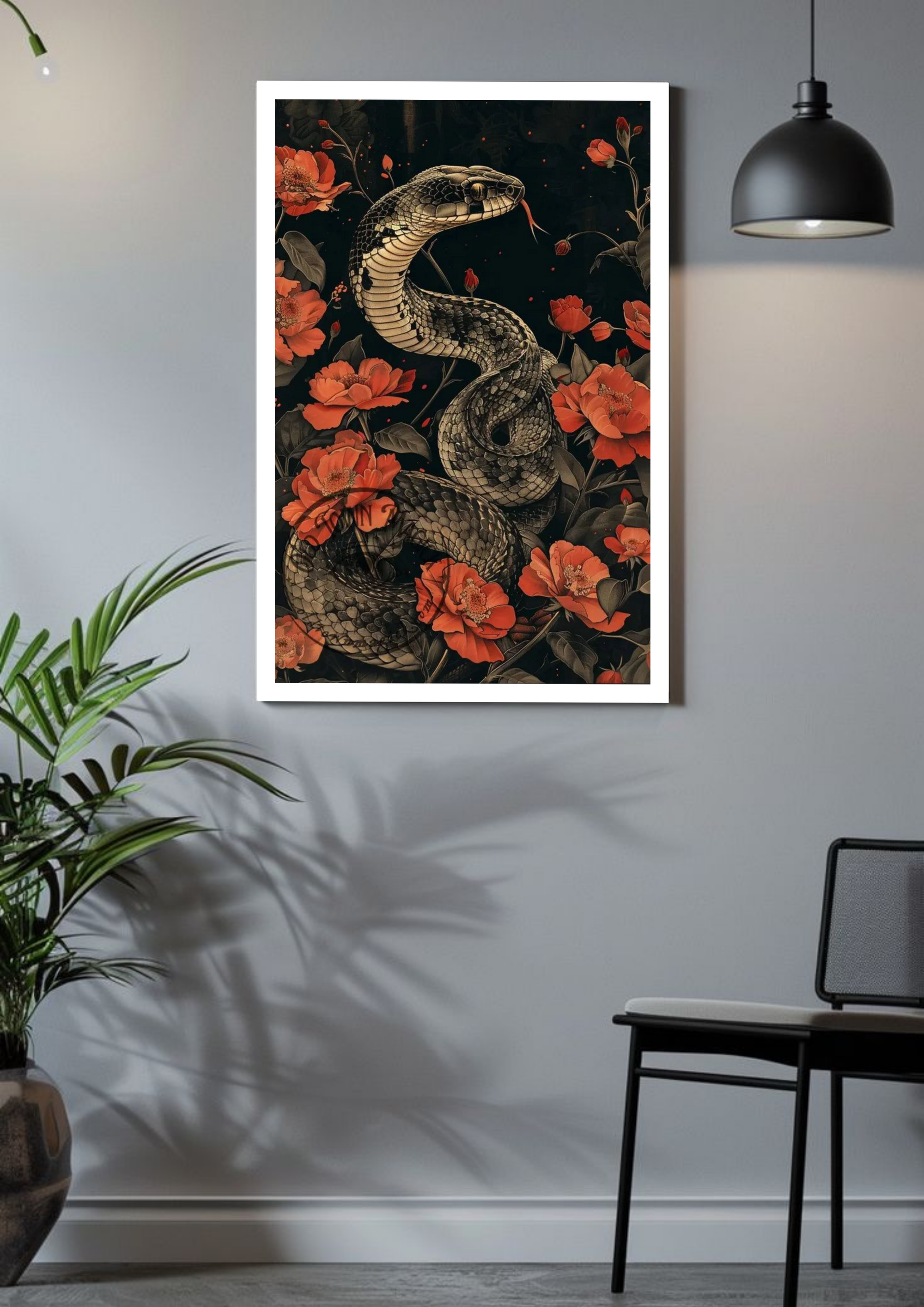 Serpent in Scarlet Blooms Poster